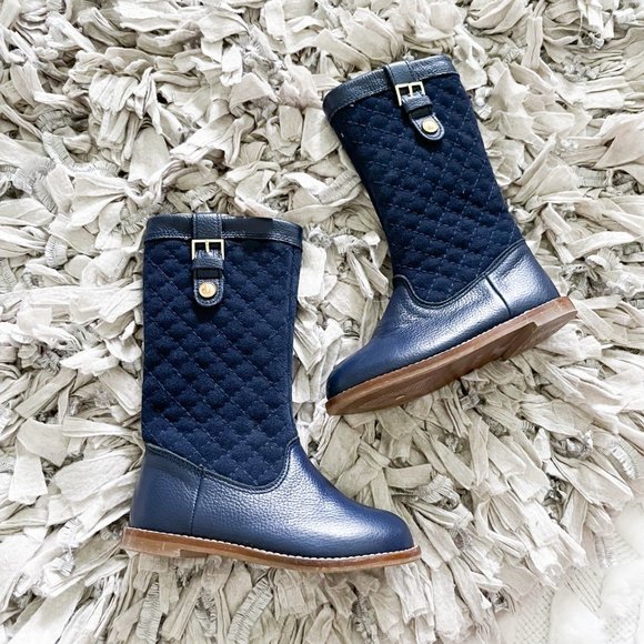 Janie and Jack Navy Quilted Riding Boots - Picture 2 of 11
